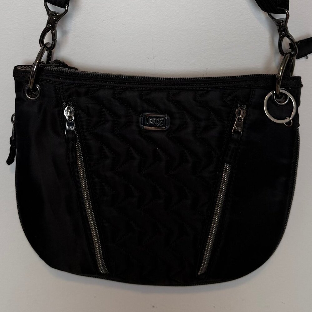 Lug Black Crossbody Bas with Quilted Design